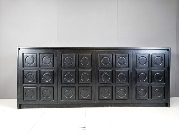 brutalist black credenza 1970s 2288