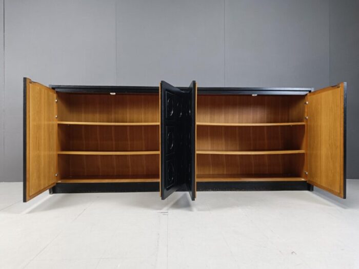 brutalist black credenza 1970s 2624