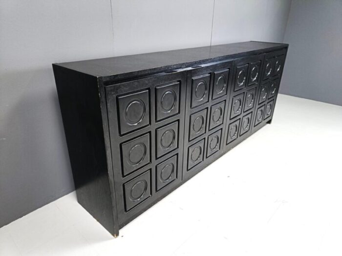 brutalist black credenza 1970s 7780