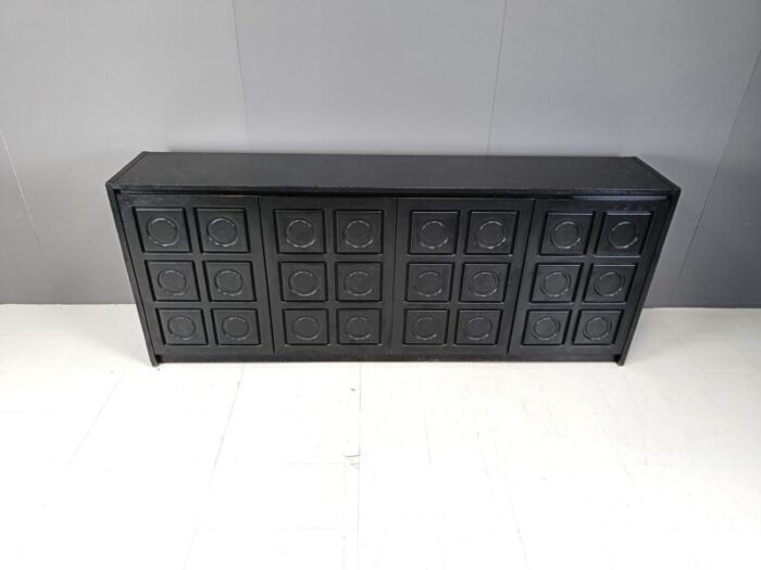 brutalist black credenza 1970s 9142