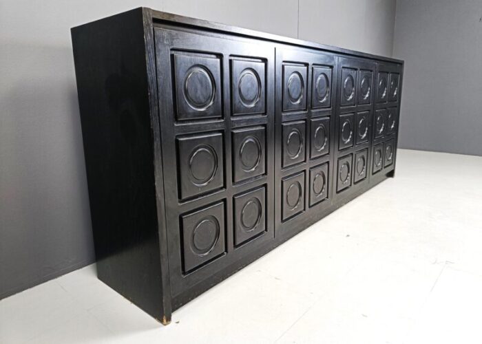 brutalist black credenza 1970s 9174