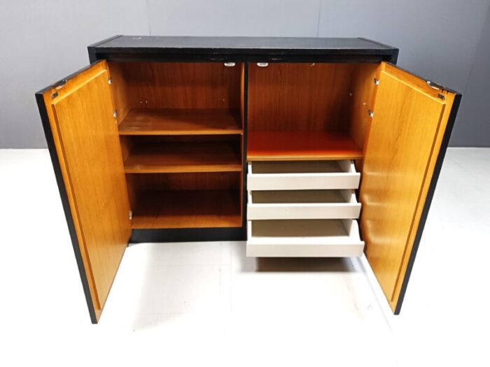 brutalist black side cabinet 1970s 0594