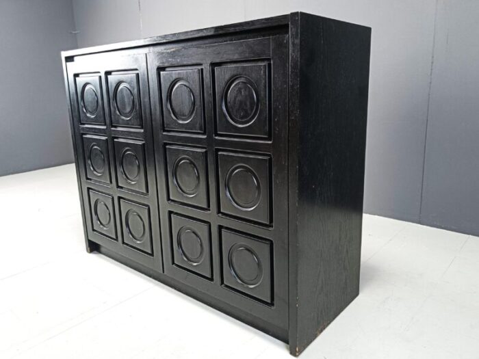 brutalist black side cabinet 1970s 1196