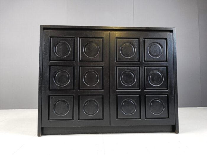 brutalist black side cabinet 1970s 3795