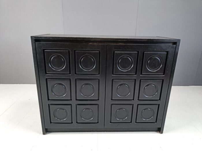 brutalist black side cabinet 1970s 4659