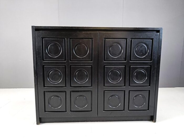 brutalist black side cabinet 1970s 6328