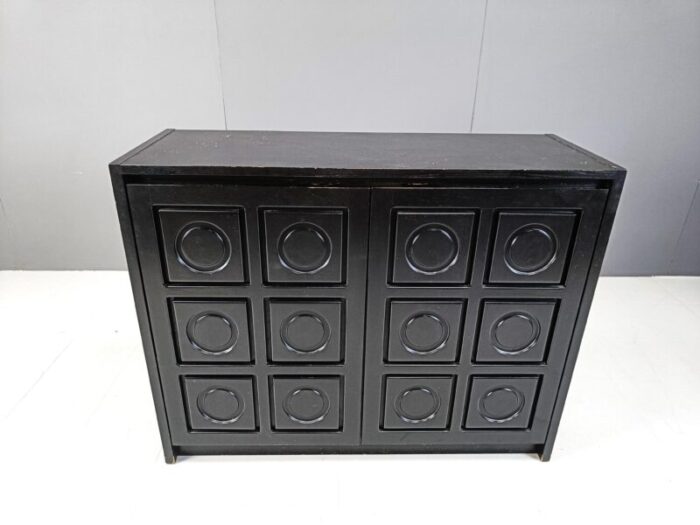 brutalist black side cabinet 1970s 6505