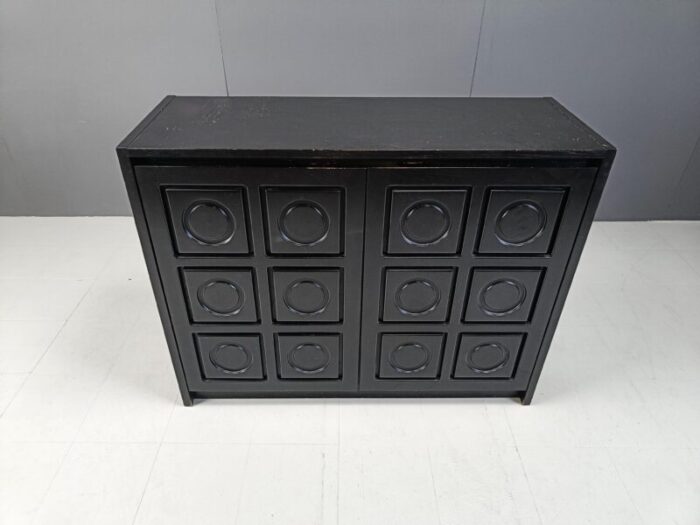 brutalist black side cabinet 1970s 7876