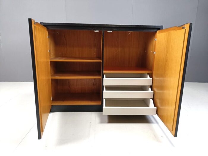 brutalist black side cabinet 1970s 9533