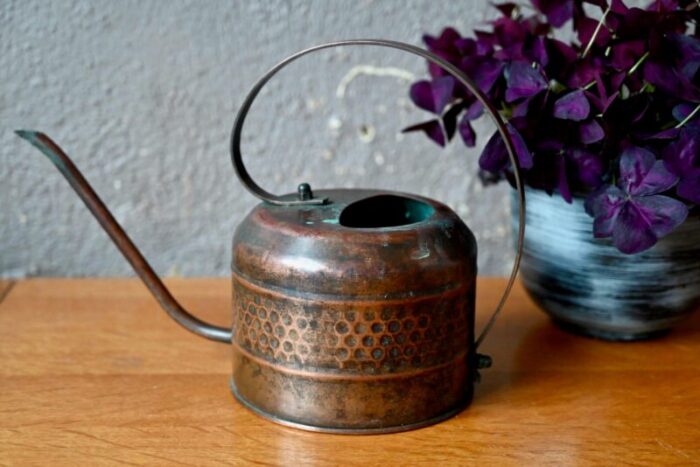 brutalist hammered copper interior watering can 1960s 2428