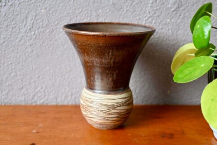 brutalist open necked terracotta vase 1960s 6150