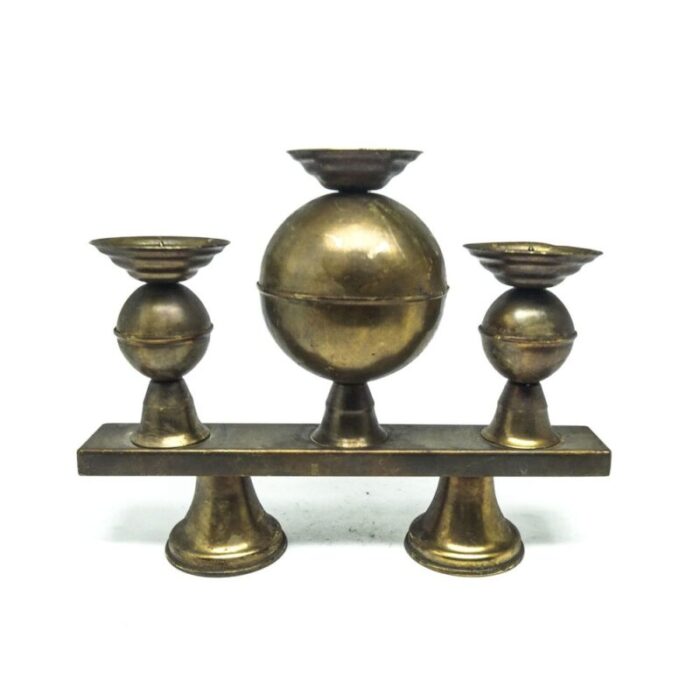 brutalist three armed candleholder poland 1970s 2