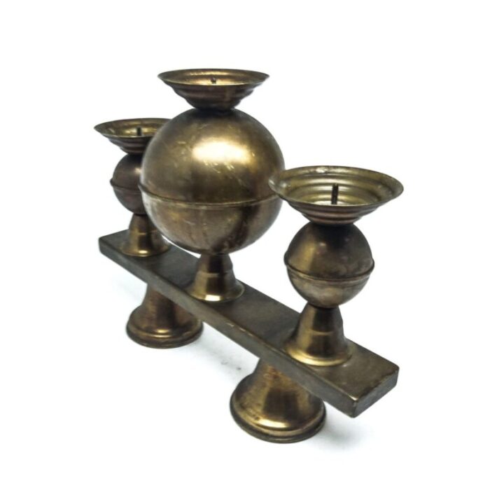 brutalist three armed candleholder poland 1970s 4