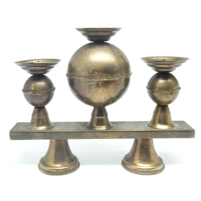 brutalist three armed candleholder poland 1970s 6