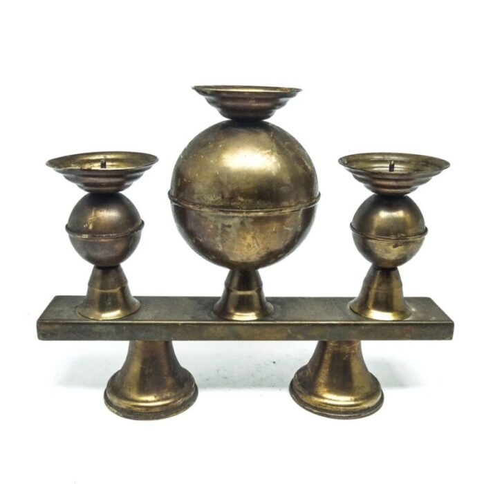 brutalist three armed candleholder poland 1970s 8