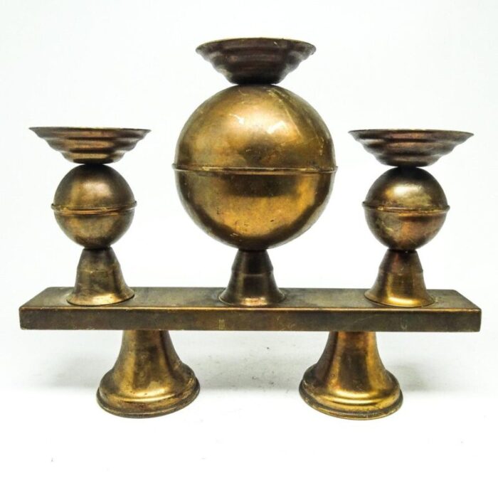 brutalist three armed candleholder poland 1970s 9