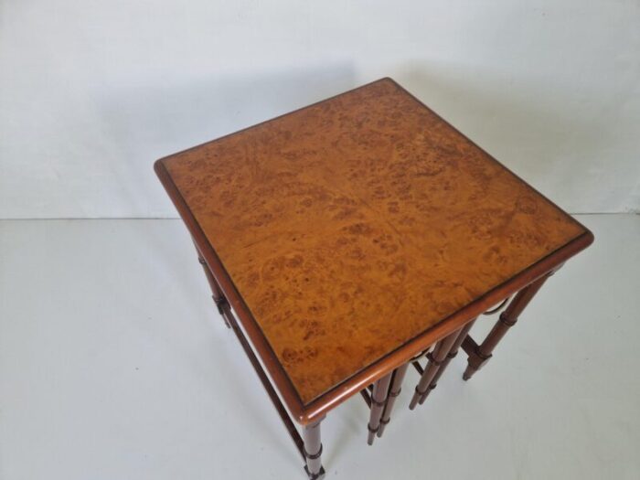 burl top mahogany nesting tables set of 3 1586