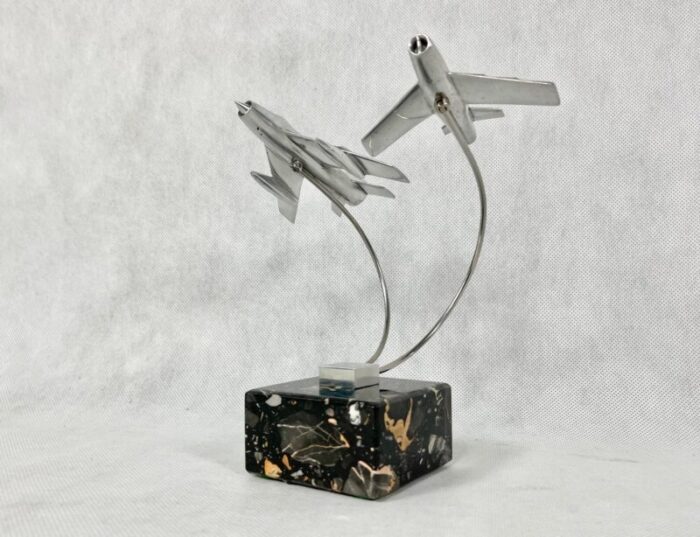 cabinet miniature with mig 15 and mig 19 planes poland 1950s 14