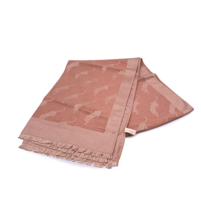 cartier paris vintage pink cashmere and silk stole shawl scarf 0855