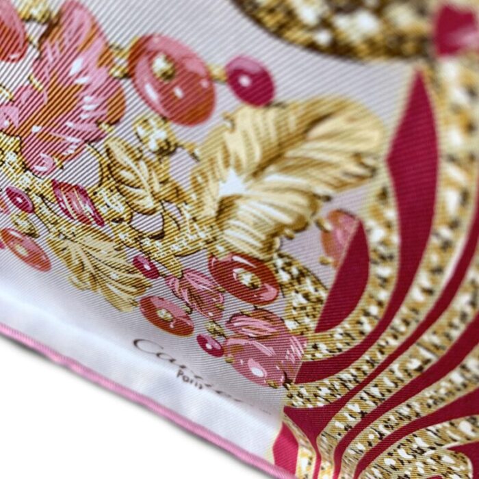 cartier white and pink silk scarf animal pattern 9859