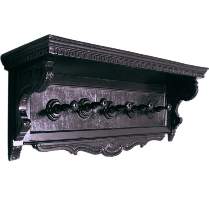 carved ebonized walnut wall rack by dini and puccini cascina tuscany italy 1900s 3369