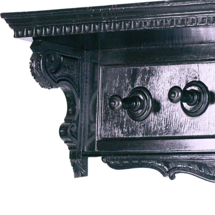 carved ebonized walnut wall rack by dini and puccini cascina tuscany italy 1900s 7347