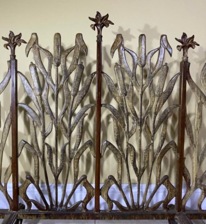 cat tail iron fireplace screen 7809