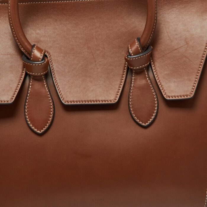 celine chestnut leather mini tie tote 5573