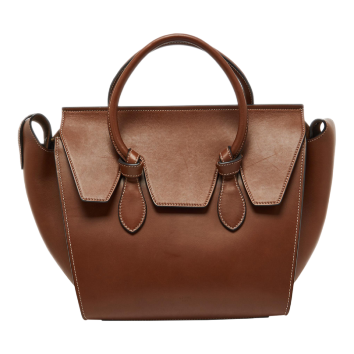 celine chestnut leather mini tie tote 7852