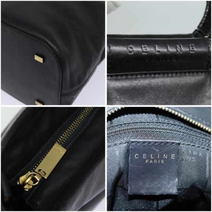 celine hand bag leather black auth 77841 2099