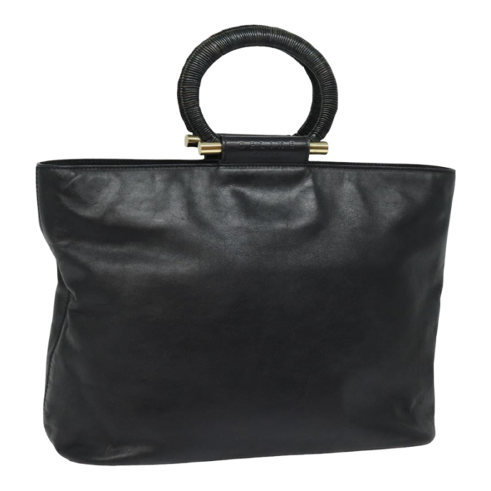 celine hand bag leather black auth 77841 4162