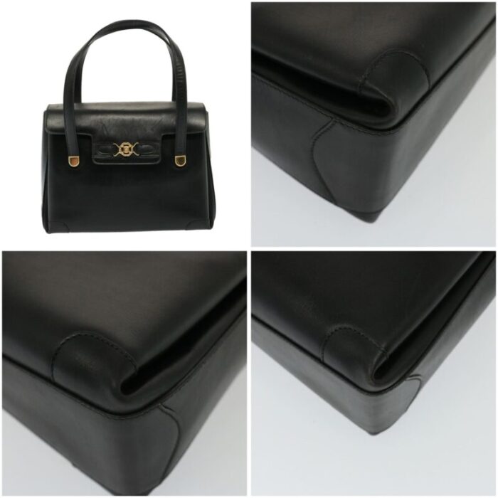 celine hand bag leather black auth yk13208 6840