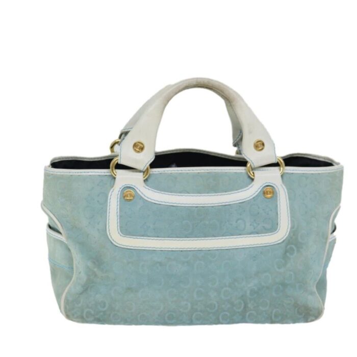 celine hand bag suede blue auth 79185 9584