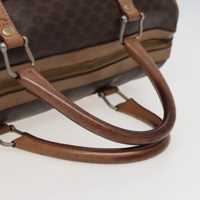 celine macadam canvas boston bag pvc leather brown auth 79183 6967