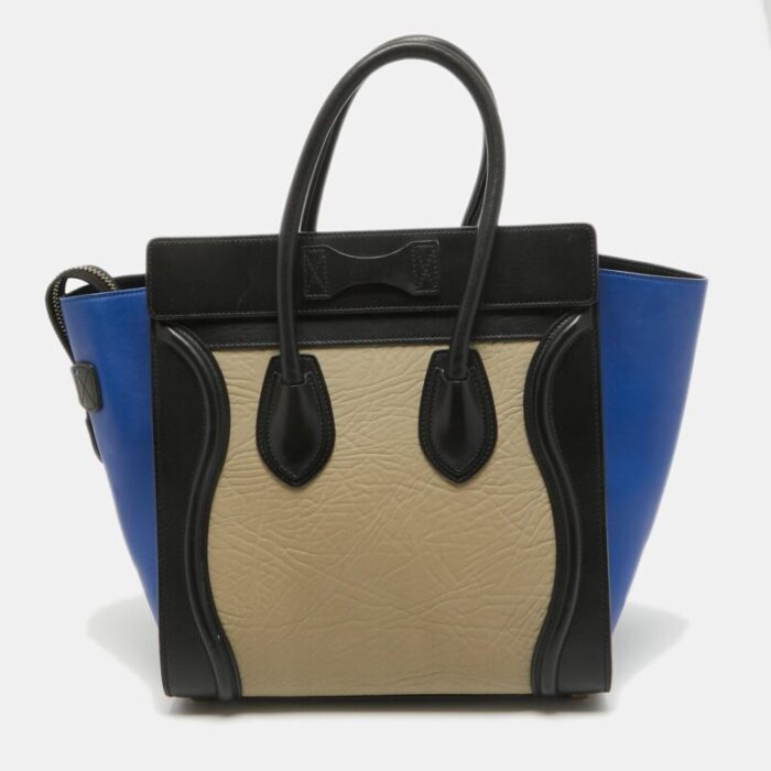 celine tricolor leather micro luggage tote 7240