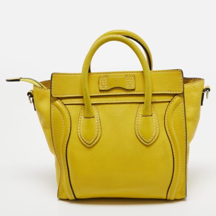 celine yellow leather nano luggage tote 4424