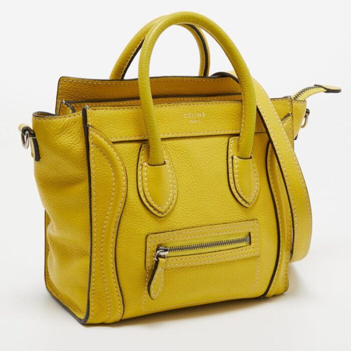 celine yellow leather nano luggage tote 6703