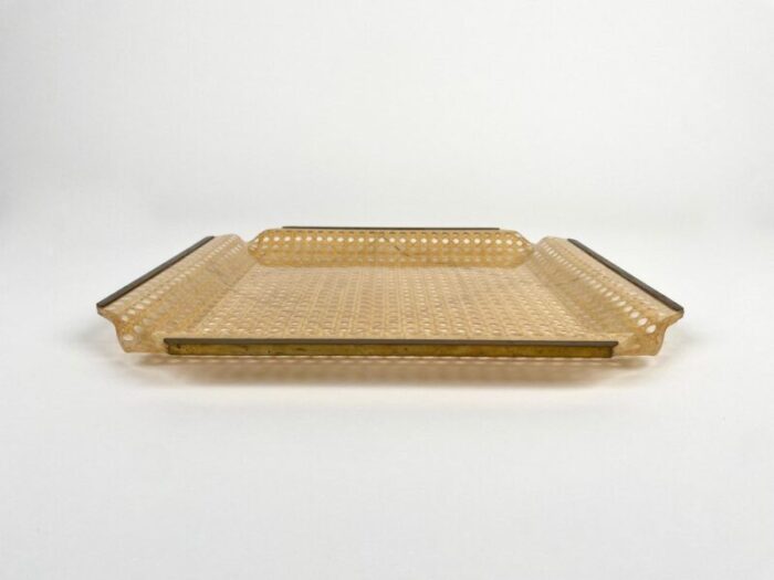 centerpiece in acrylic glass rattan and brass in the style of christian dior italy 1970s 7