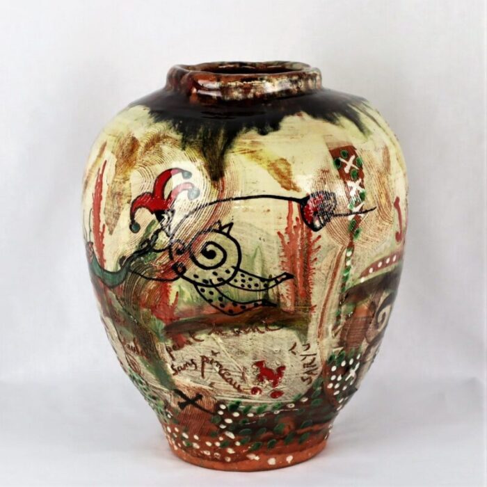 ceramic graffiti jazz vase by basile 1990s 1