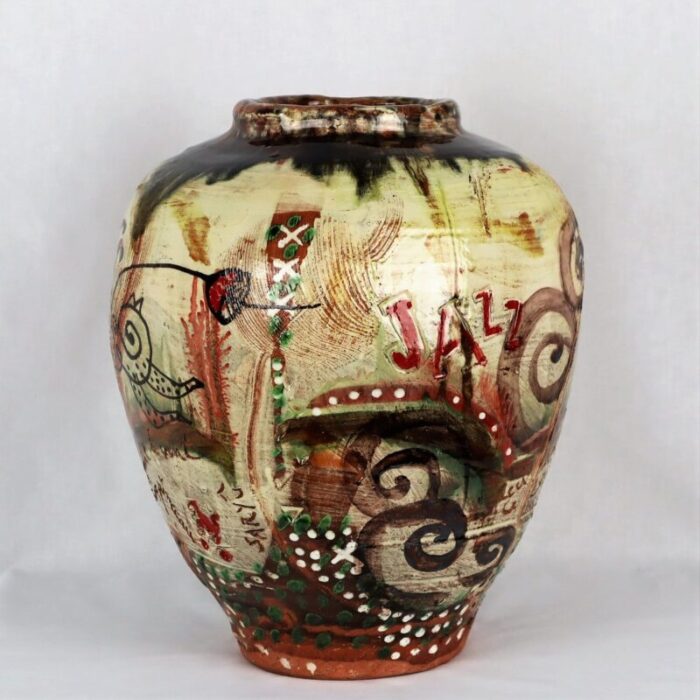 ceramic graffiti jazz vase by basile 1990s 4