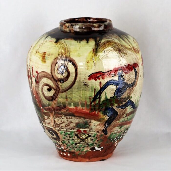 ceramic graffiti jazz vase by basile 1990s 5