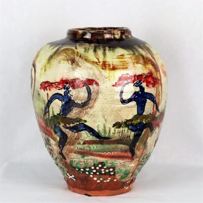 ceramic graffiti jazz vase by basile 1990s 7