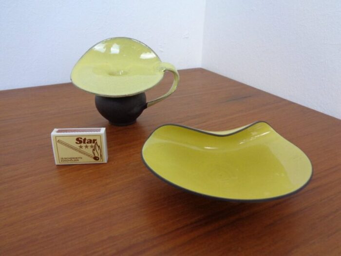 ceramic vase bowl by inge boettger for bkw keramik 1960s set of 2 2