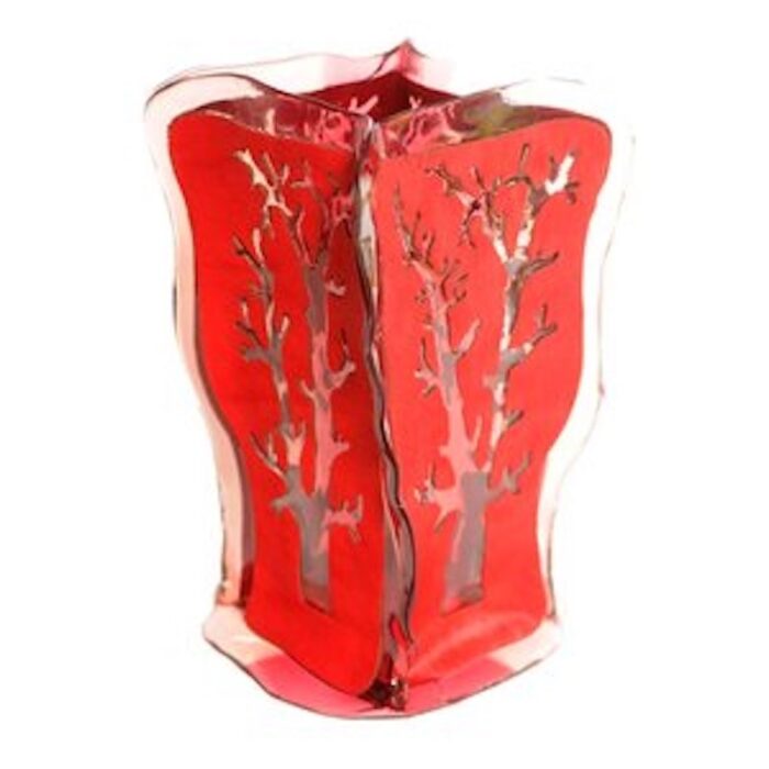 cerrado vase in clear pink and red leather by fernando humberto campana for corsi design factory 2