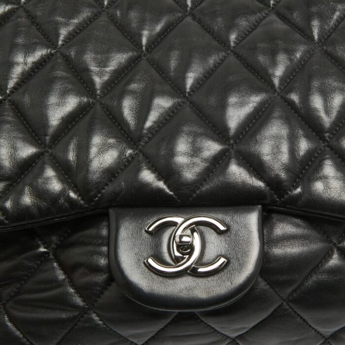 chanel black quilted leather maxi 3 flap bag 8441