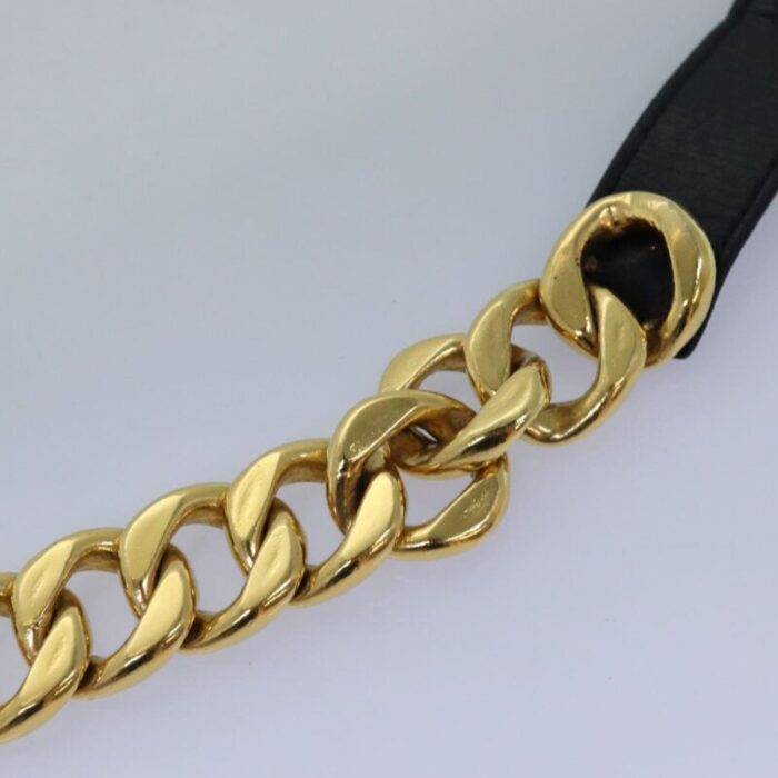 chanel chain belt metal 311 gold black cc auth bs14988 2735