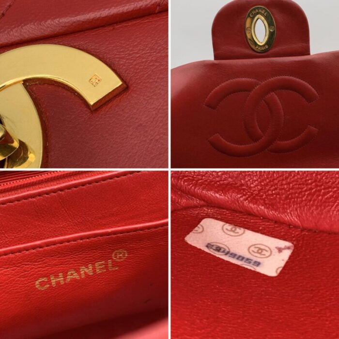 chanel vintage red quilted jumbo classic flap 255 shoulder bag 8618