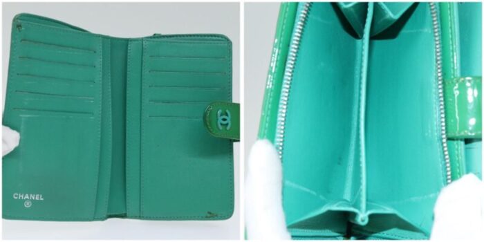 chanel wallet enamel green cc auth 78915 5812