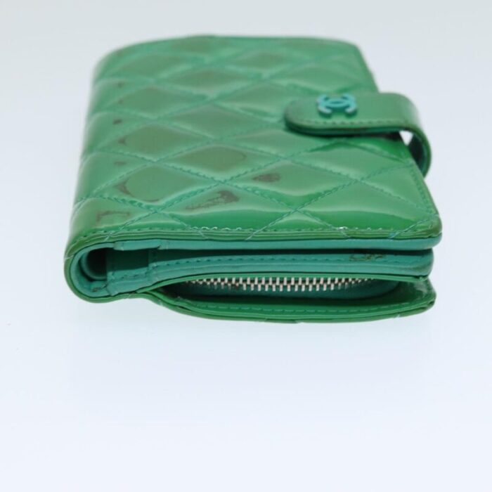 chanel wallet enamel green cc auth 78915 5909