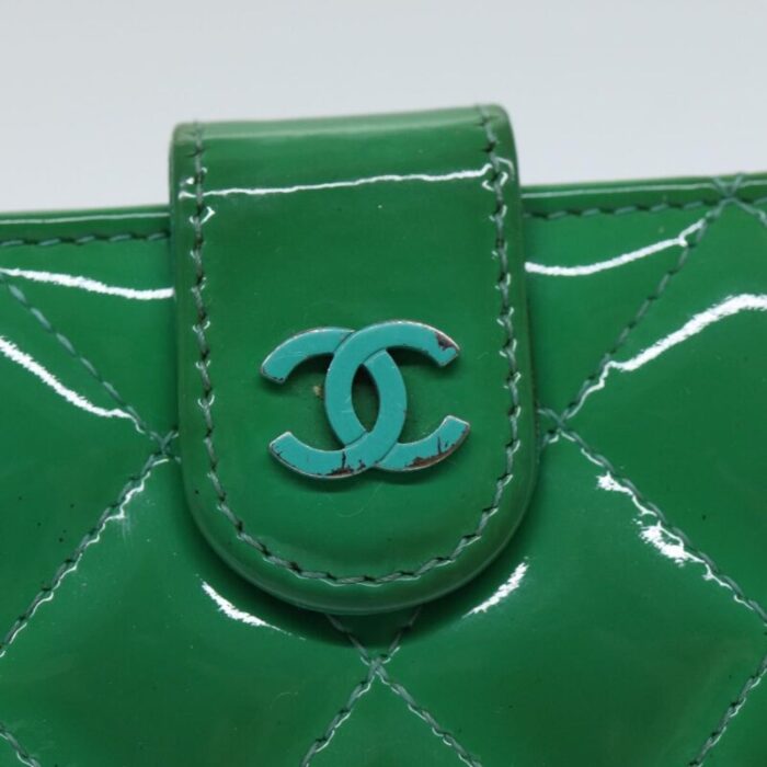 chanel wallet enamel green cc auth 78915 7448